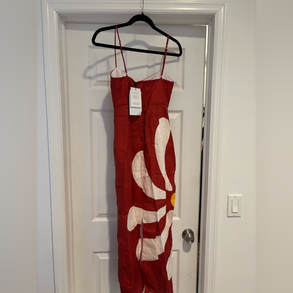 Cala de la Cruz Paloma Linen Midi Dress Red Floral Size Small NWT - Picture 6 of 12